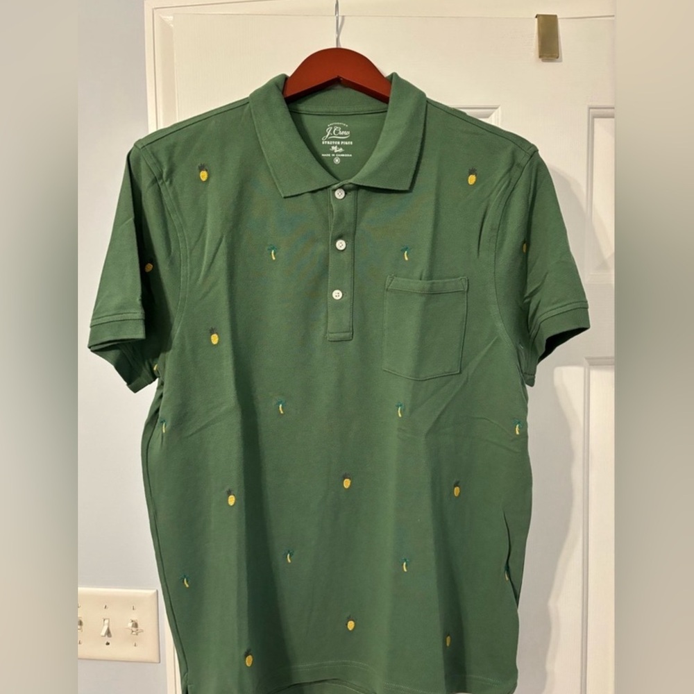 NWOT J.Crew Men’s Embroidered Pineapple/Palm Polo